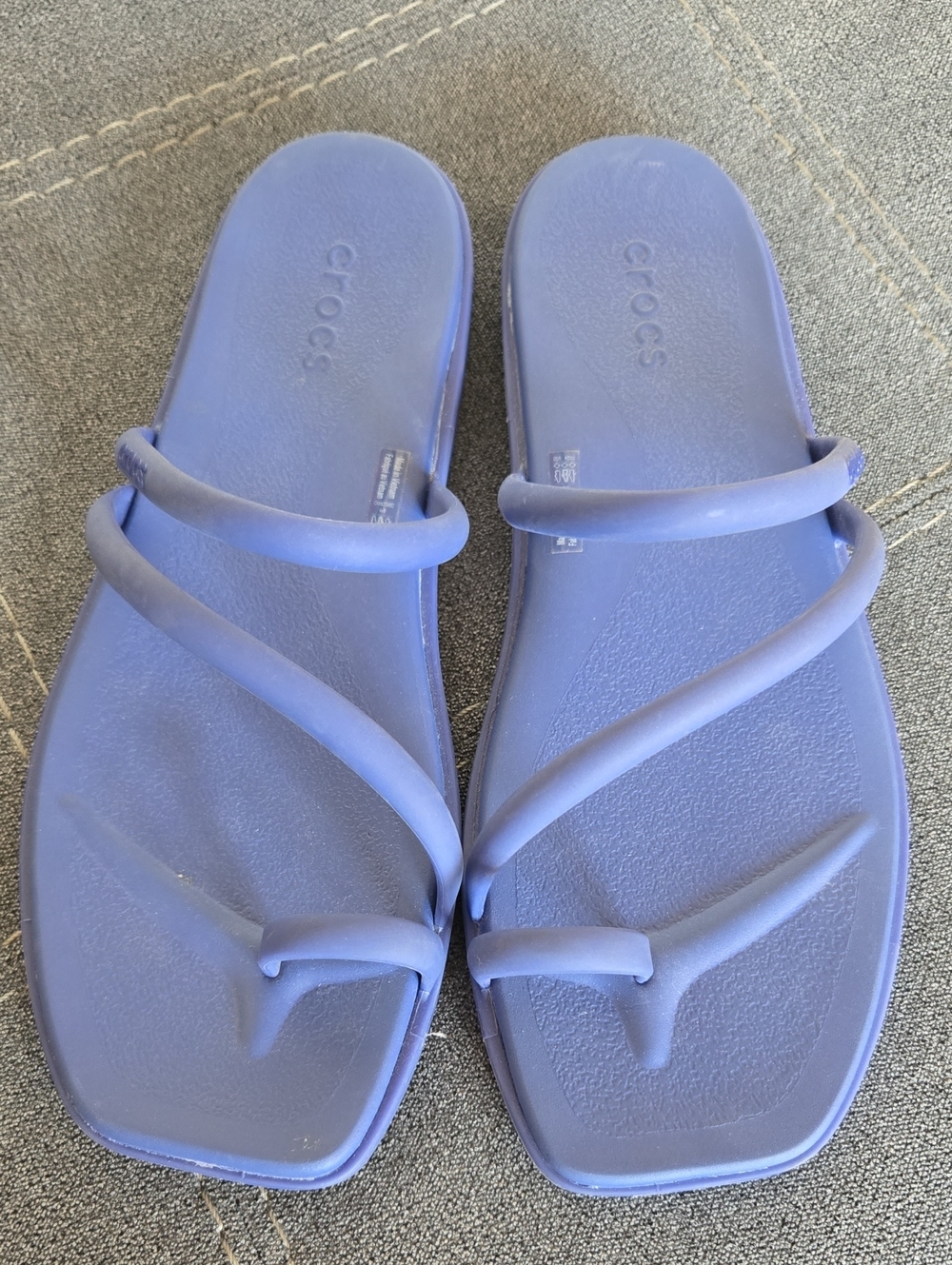 CROCS Strappy Toe-Loop Slide Sandals- Cobalt Blue